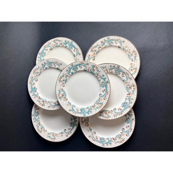 Set of 7 Antique Bread Plates by Meakin, Late 1890s - Brierley Pattern - Picture 2 of 6